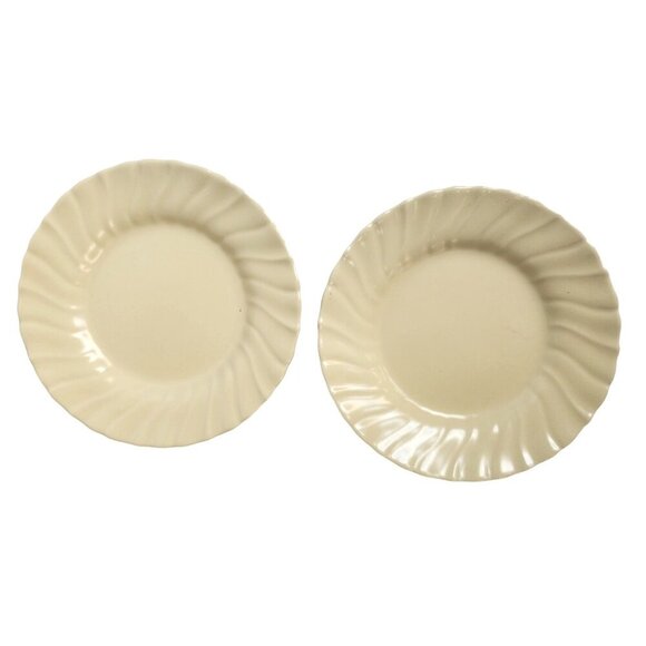 Set of 2 Franciscan Ware Coronado Matte Yellow Plates 6.5 Inch Swirl Rim Vintage - Picture 8 of 10